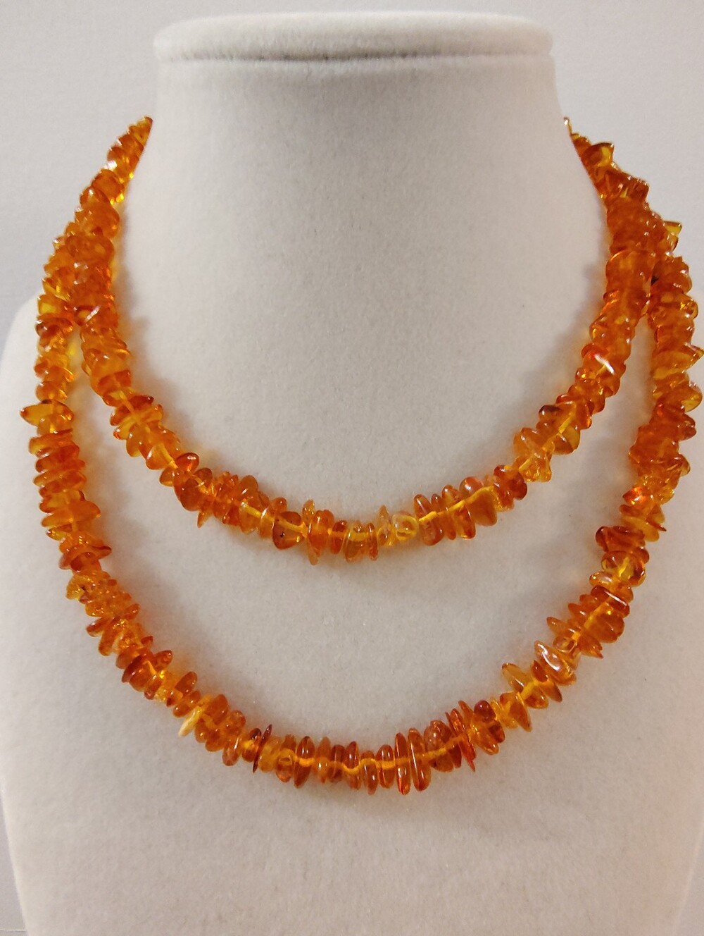 Vtg Natural Baltic Amber Chip Strand 32" Continuous Necklace UV Glow Tested